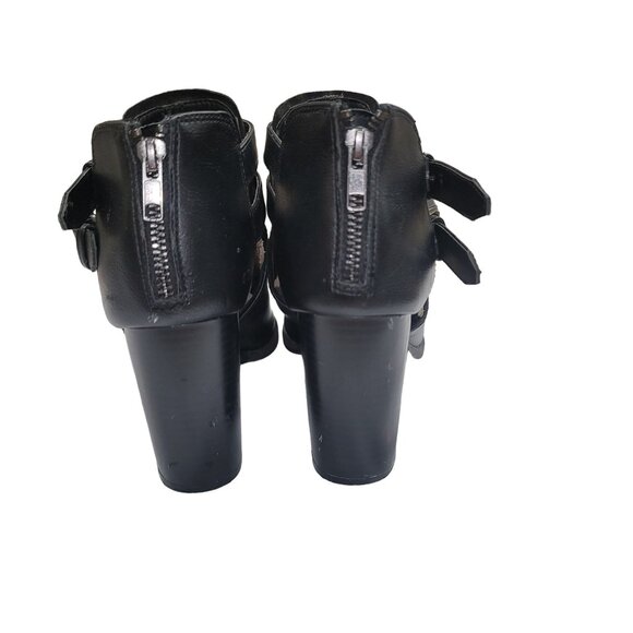 REPORT SIGNATURE Josie Open toe Ankle Booties Heels Chunkie Sz 8.5 Black Strap - Picture 3 of 15